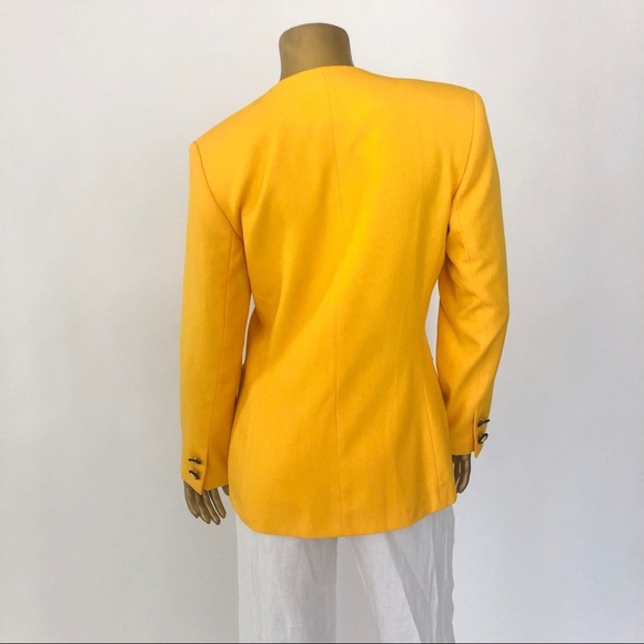 VINTAGE JACQUELINE FERRAR BRIGHT YELLOW 3-BUTTON BLAZER 6 - Picture 3 of 6